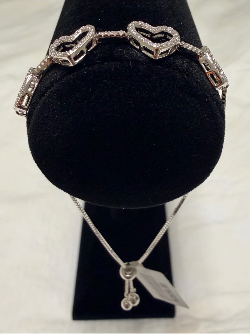 High quality Sparkling925 Sterling Silver Heart Bracelet Adjustable Bolo Slider